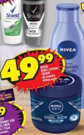 Shoprite Nivea Body Lotion/Cream offer
