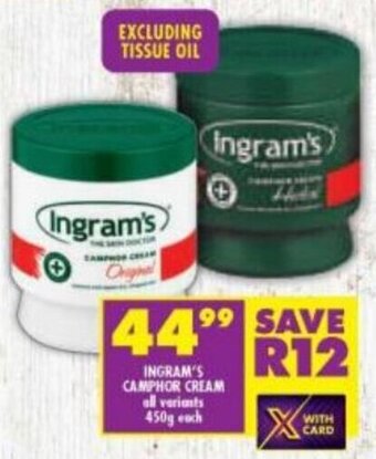 Shoprite Ingram's Camphor Cream 450g each offer