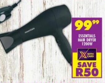 Shoprite Essentials Hair Dryer 1200W offer