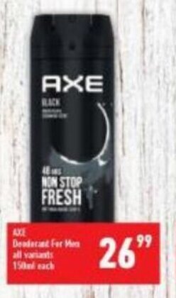 Shoprite Axe Deodorant for men offer