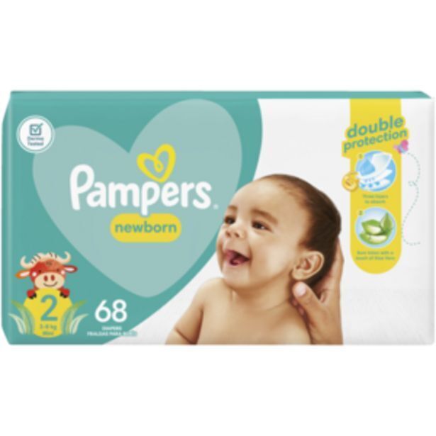 Pampers mini size 2 38kg diapers 68 pack offer at Shoprite