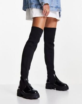 Asos design kimmy flat chunky over the knee boots in black