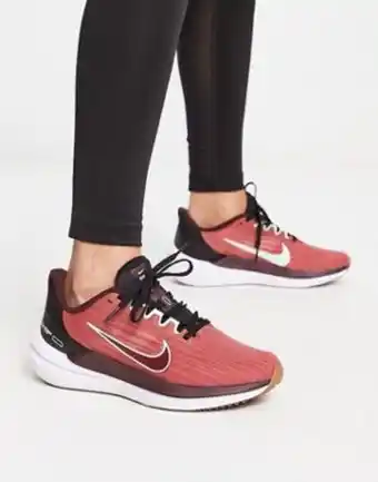 Asos Nike running air winflo 9 trainers in dark pink offer
