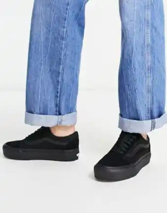 Asos Vans old skool black platform trainers in black offer