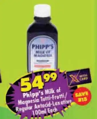 Shoprite Phipp's Milk of Magnesia Tutti-Frutti/Regular Antacid-Laxative offer