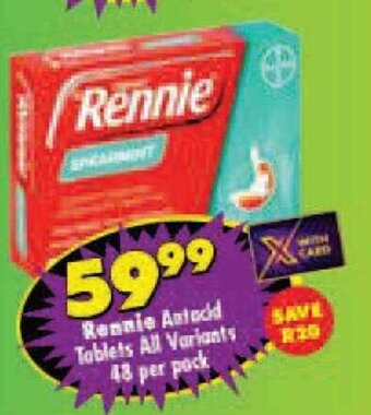 Shoprite Rennie Antacid Tablets all variants 48 per pack offer