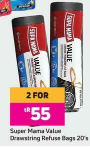 Game Super Mama Value Drawstring Refuse Bags-For 2 x 20's Pack offer
