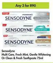 Game Sensodyne Multi Care, Fresh Mint, Gentle Whitening Or Clean & Fresh Toothpaste-For Any 3 x 75ml offer