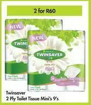 Game Twinsaver 2 Ply Toilet Tissue Mini's-For 2 x 9's Pack offer