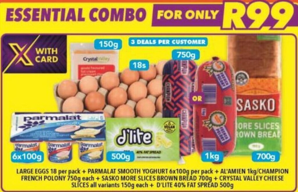 Large Eggs 18 Per Pack + Parmalat Smooth Yughurt 6x100g per pack offer