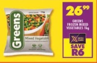 Shoprite Greens Frozen Mixed Vegetables 1kg offer