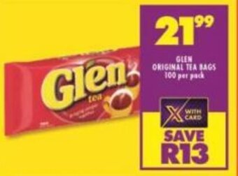 Shoprite Glen Original Tea Bags 100 per pack offer