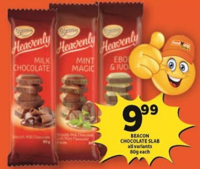 Beacon Chocolate Slab 80g each offer at Shoprite