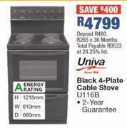 OK Furniture Univa black 4 plate cable stove u116b offer