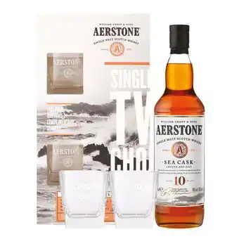 Aerstone sea cask & 2 glasses