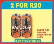 Usave Power play original energy drink-for 2 x 440ml offer