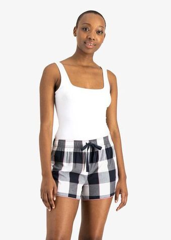 Check cotton sleep shorts