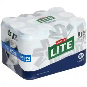 Castle lite beer cans 12 x 500ml