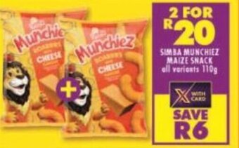 Shoprite Simba Munchiez Maize Snack 110g offer