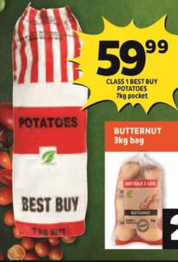 Class 1 Best Buy Potatoes 7kg pocket offer at Shoprite