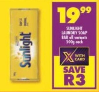 Shoprite Sunlight Laundry Soap Bar 500g offer