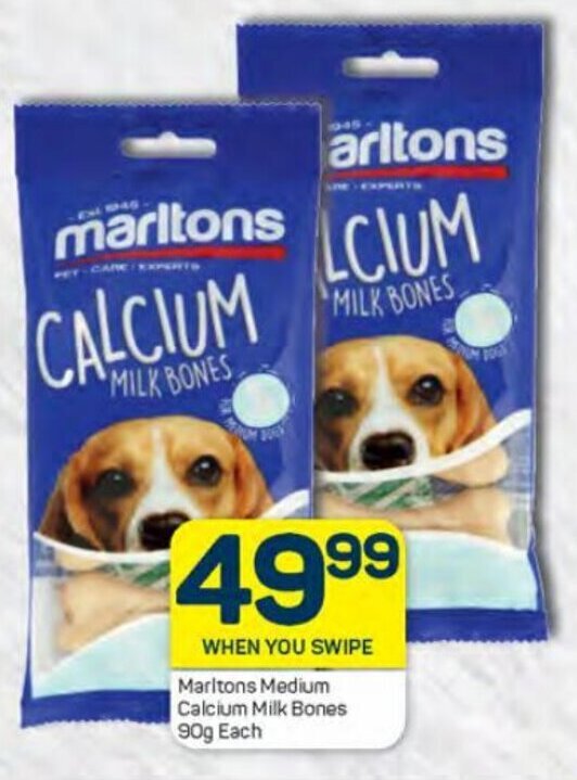 Marltons Medium Calcium Milk Bones 90g each offer at Pick n Pay