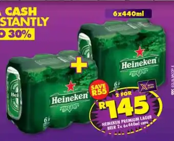 Shoprite Liquor Heineken Premium Lager Beer 2x 6x440ml Cans offer