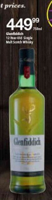 Glenfiddich 12 year Old Single Malt Scotch Whisky 750ml