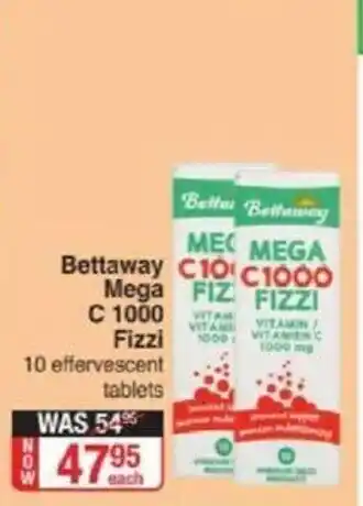 Dis-Chem Bettaway Mega C 1000 Fizzi 10 Effervescent Tablets offer