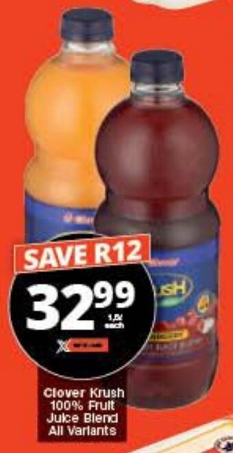 Checkers Clover Krush 100% Fruit Juice Blend offer