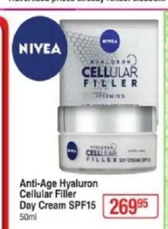 Dis-Chem Anti-Age Hyaluron Cellular Filler Day Cream SPF 15 50ml offer