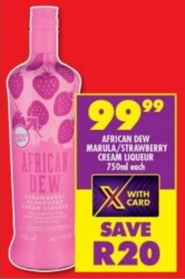 African Dew Marula/Strawberry Cream Liqueur 750ml each offer at ...