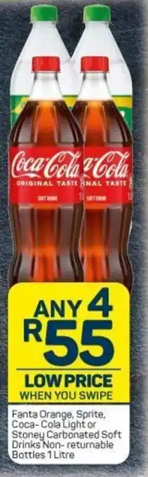 Pick n Pay Liquor Fanta Orange, Sprite, Coca-Cola Light or Stoney Carbonated Soft Drinks Non-returnable Bottles 1 Litre offer