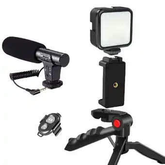 Professional vlogging kit with tripod led video light and phone holder
