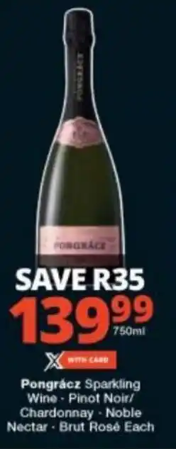 Checkers Pongracz Sparkling Wine-Pinot Noir/Chardonnay-Noble Nectar-Brut Rose Each 750 ml offer