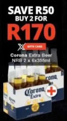 Checkers Corona Extra Beer NRB 2x6x355ml offer