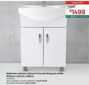 Leroy Merlin Bathroom cabinet & basin free standing pure white w55cm x d47cm x h85cm 81474879 offer