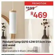 Leroy Merlin Pendant lamp gu10 42w d7.5cm iron & wood 81401488 offer