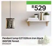 Leroy Merlin Inspire pendant lamp e27 d20cm iron black forest 81459234 offer