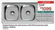 Leroy Merlin Cam africa double kitchen sink with drainer stainless steel l120cm x w48cm 81420527 offer