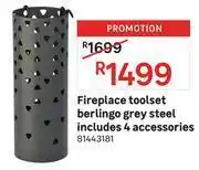 Leroy Merlin Fireplace toolset berlingo grey steel includes 4 accessories 81443181 offer