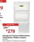 Leroy Merlin Addis storage unit 3 drawer slimline white h51cm x w26cm x d35cm 81432112 offer