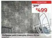 Leroy Merlin Wallpaper palm trees grey 53cm x 10.5m 81462143 offer