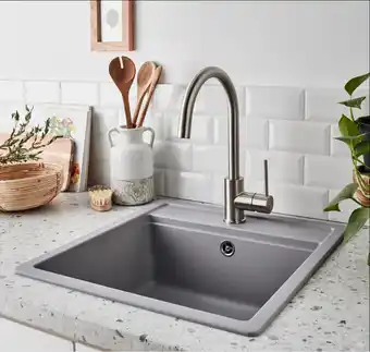 Single kitchen sink delinia onega squartz/resin composite grey