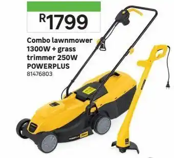 Leroy Merlin Combo lawn mower 1300w + grass trimmer 250w powerplus offer