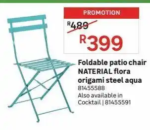 Foldable patio chair naterial flora origami steel aqua