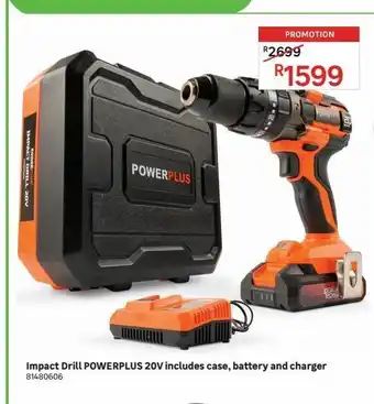 Leroy Merlin Impact drill powerplus 20v includes case, battery and charger offer