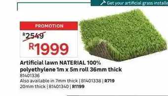 Leroy Merlin Artificial lawn naterial 100% polyethylene 1m x 5m roll 36mm thick offer
