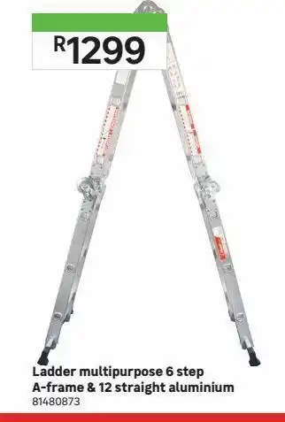 Ladder multipurpose 6 step a-frame & 12 straight aluminium