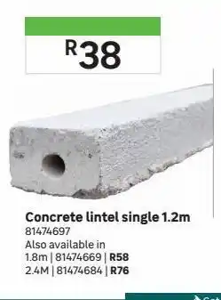 Concrete lintel single 1.2m